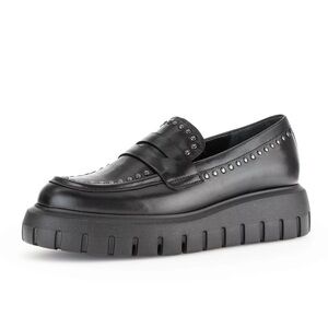 NWT GABOR US6 Slip On Platform Shoes Stud Details Leather Black - US 6